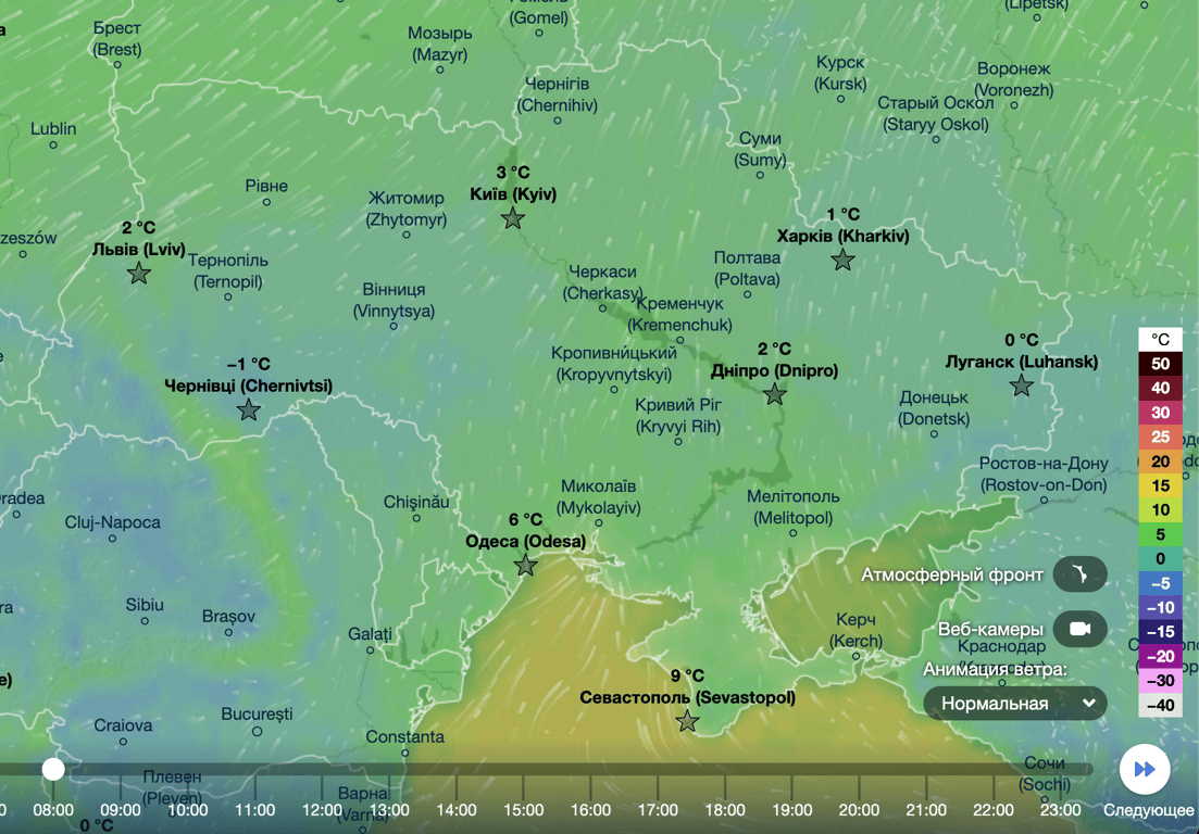 Карта температур