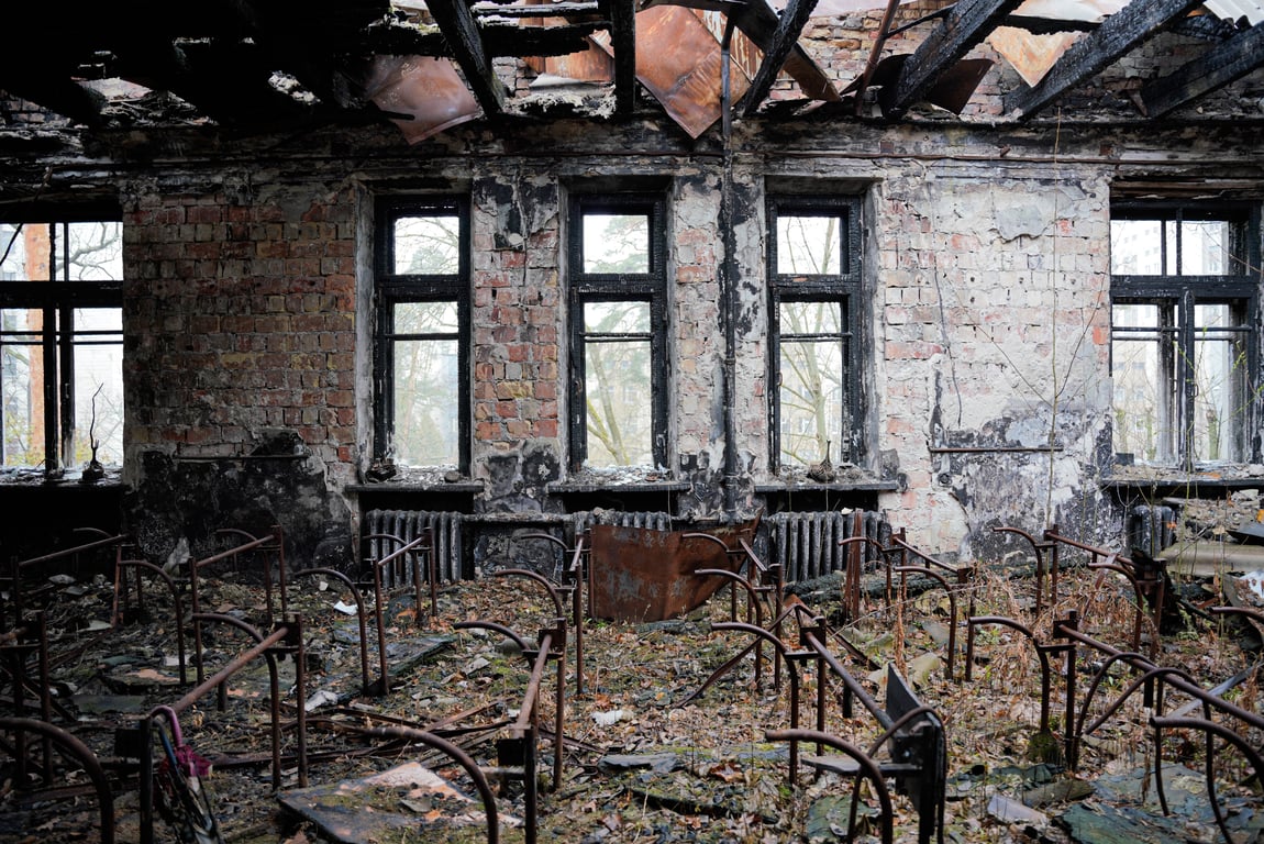 Наслідки пожежі в гімназії №1 в Києві