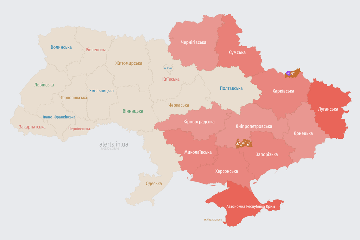 Обстріл України ввечері 12 серпня