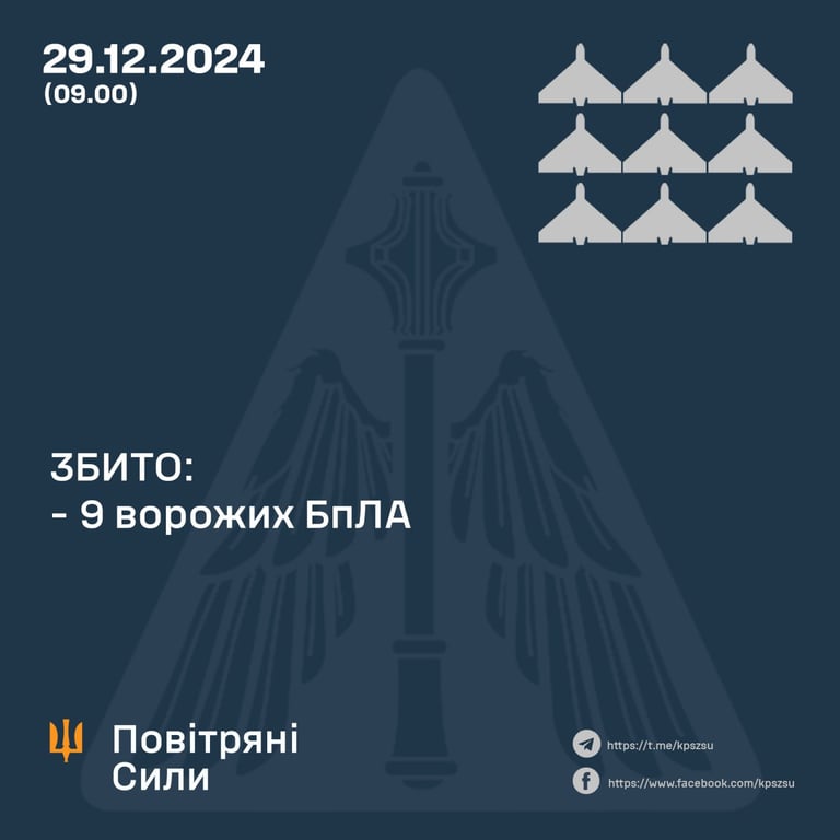Атака на Україну 29 грудня — скільки цілей збила ппо