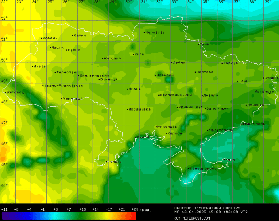 Погода в Україні 13 квітня