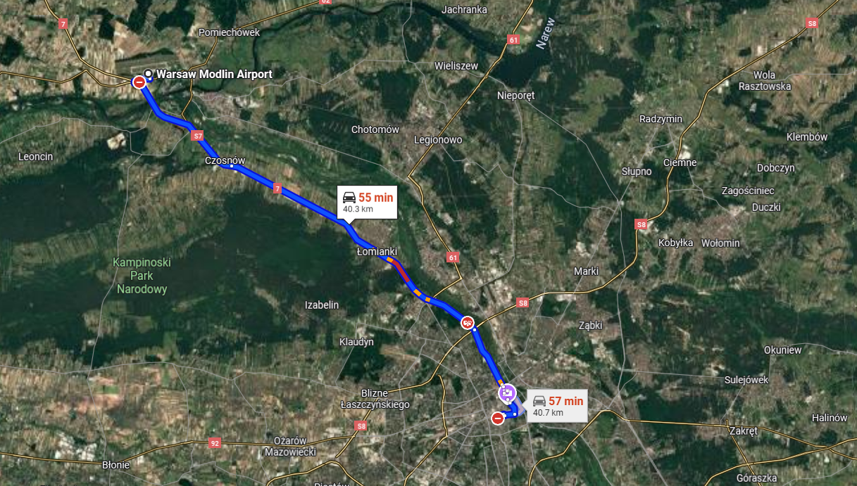 Який аеропорт у Варшаві ближче до центру міста (карта) - фото 1
