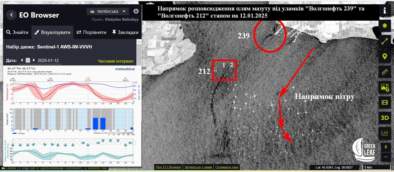 Витоки російського мазуту на знімках. Фото: Владислав Балінський 