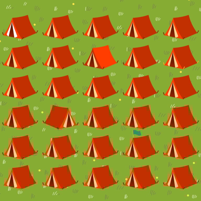 Тест на внимательность — найдите шесть палаток, отличающихся от других - фото 1