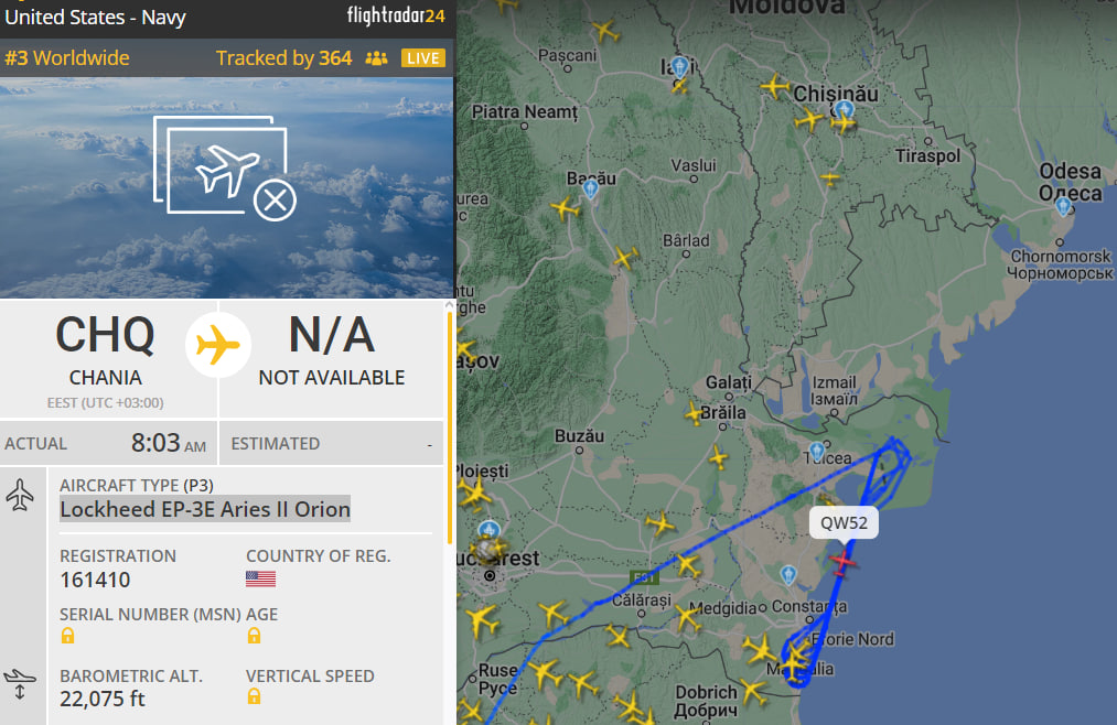 Маршрут Lockheed EP-3E Aries II Orion 20 июля