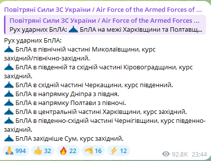 Атака ударных БпЛА ночью 26 января 2025 года