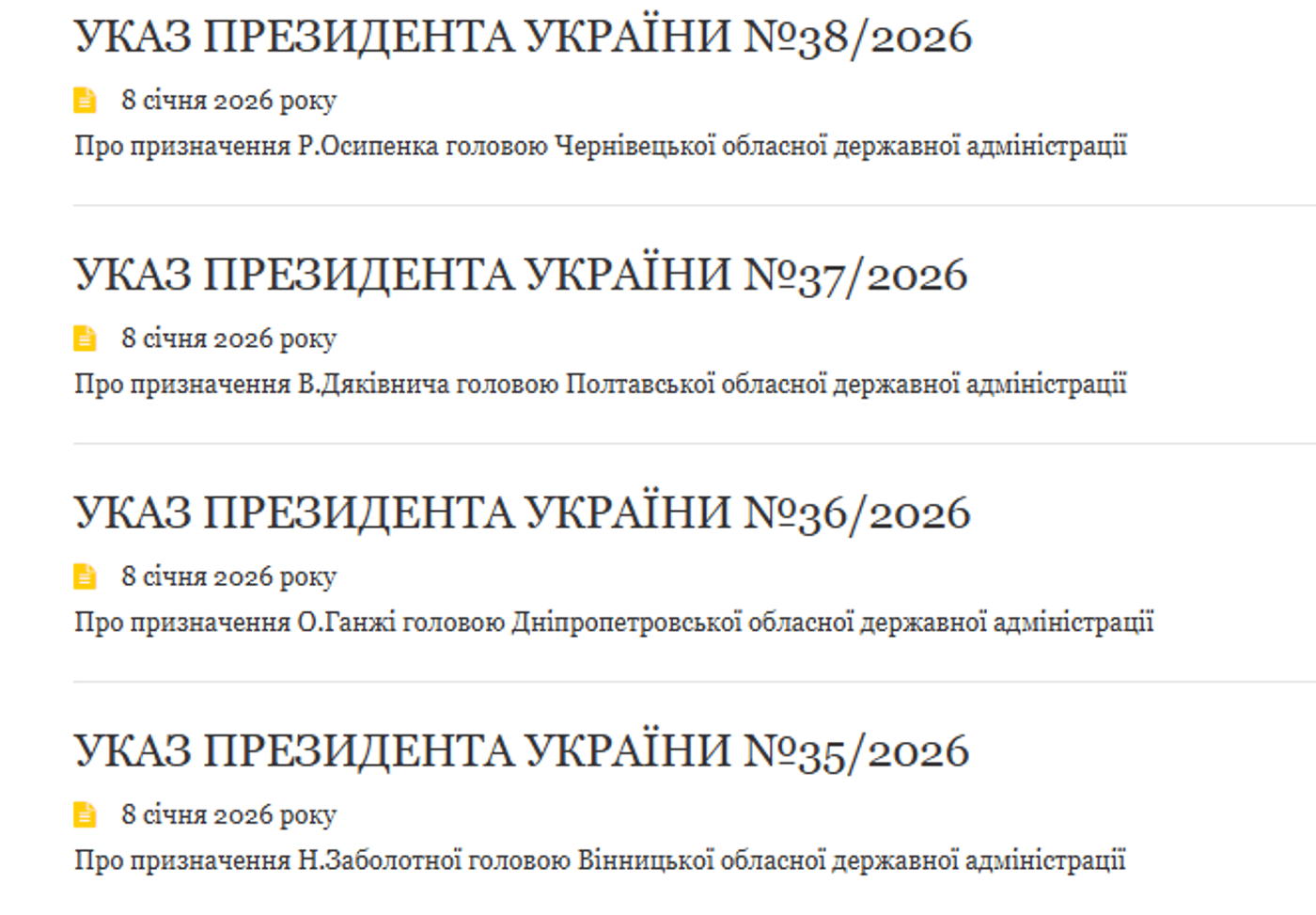 Зеленський призначив нових очільників ОДА