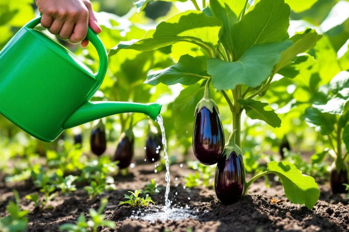 Полив баклажан