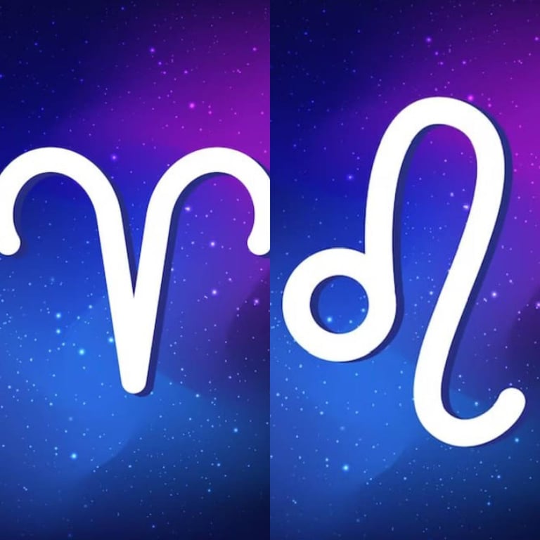 Символы знаков Зодиака Овен и Лев