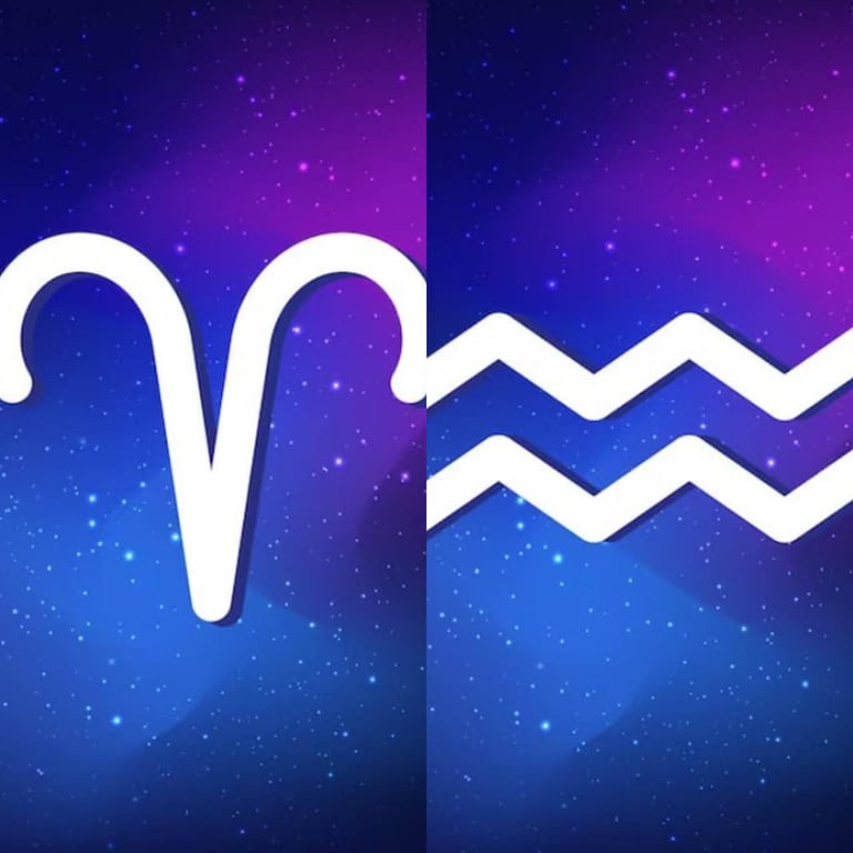 Символы знаков Зодиака Овен и Водолей