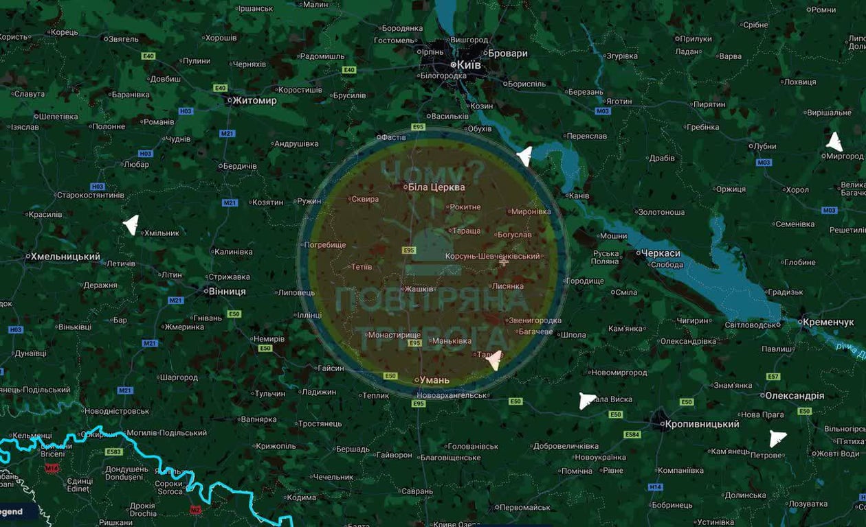 Рух російських БпЛА в Україні 29 серпня