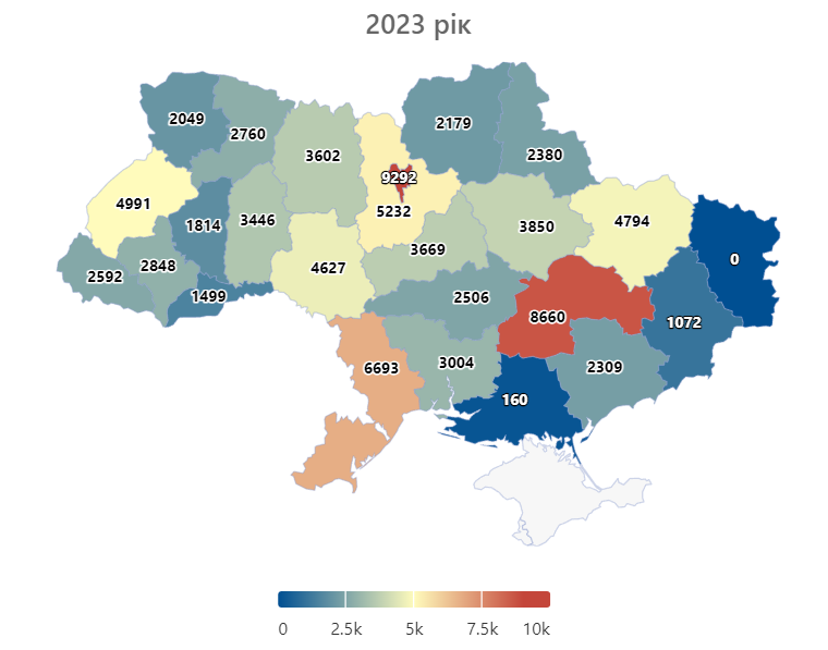 Де в Україні найчастіше одружуються. Фото: Опендатабот. 
