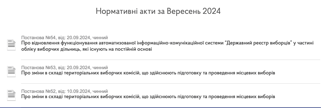 Скріншот ЦВК