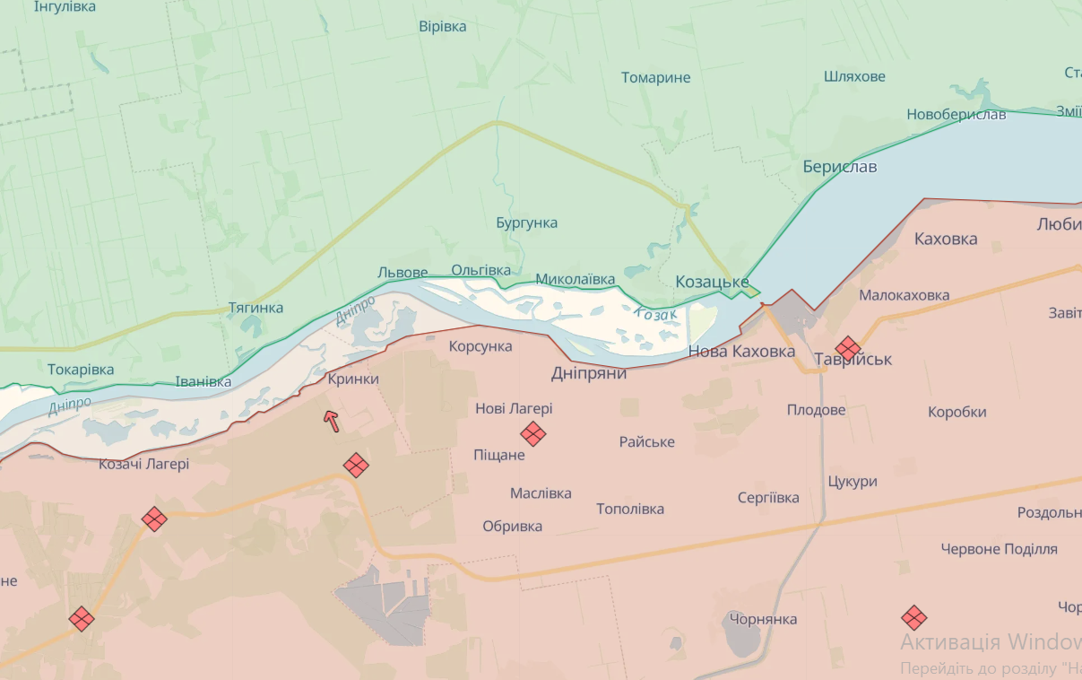 Карта бойових дій на Таврійському напрямку від Deepstate