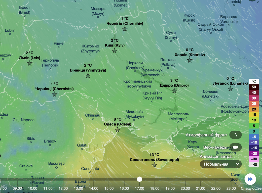 Карта температур
