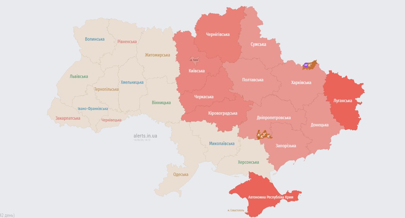 карта воздушных тревог