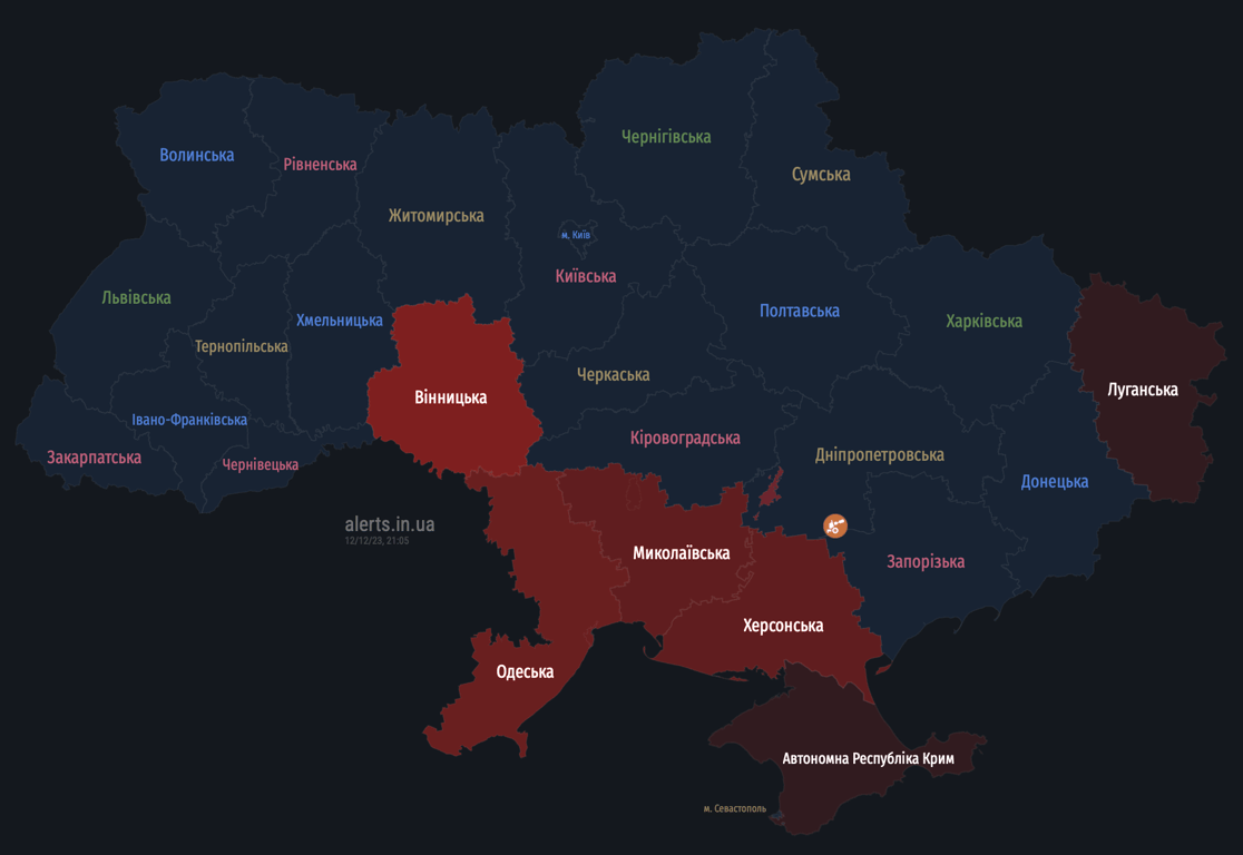 Карта воздушных тревог