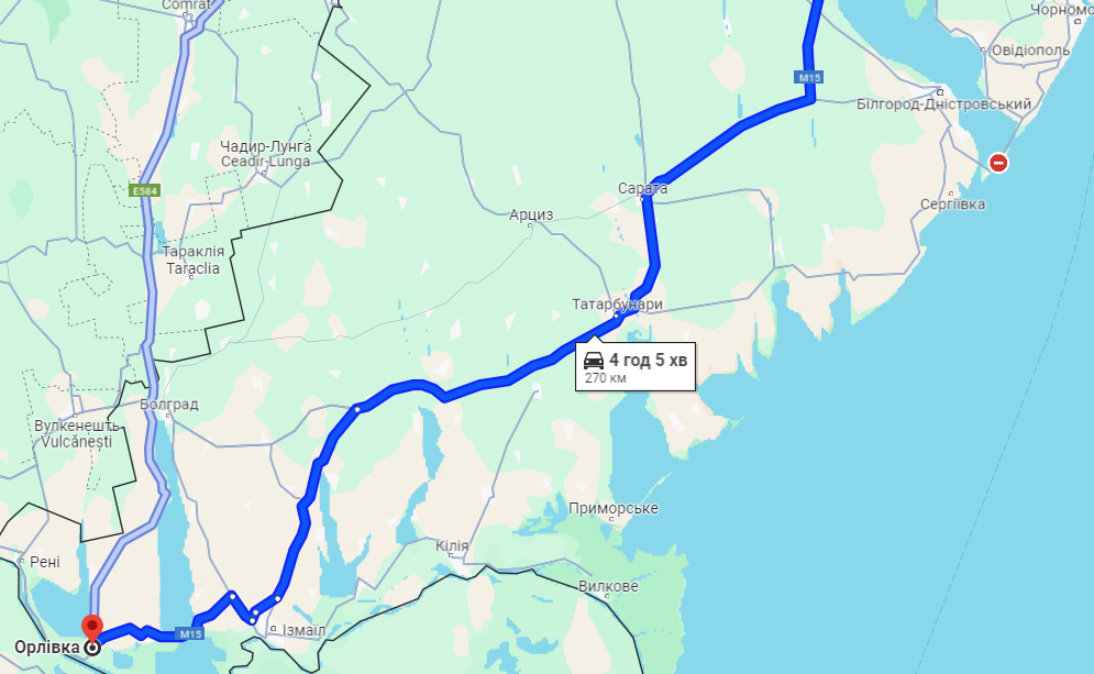 Дорога до Рлівки з Одеси триватиме 4 години 5 хвилин