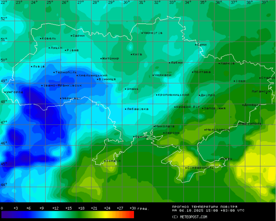 Прогноз погоди в Україні на 6 жовтня