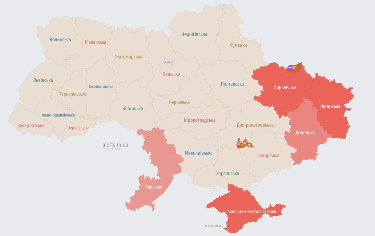Карта повітряних тривог України