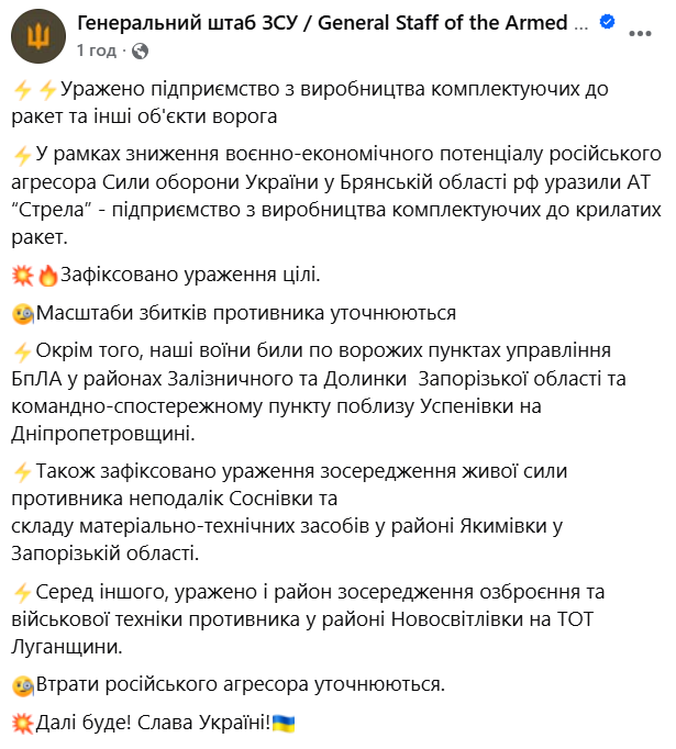 ЗСУ уразили важливі об'єкти ворога на тимчасово окупованих територіях