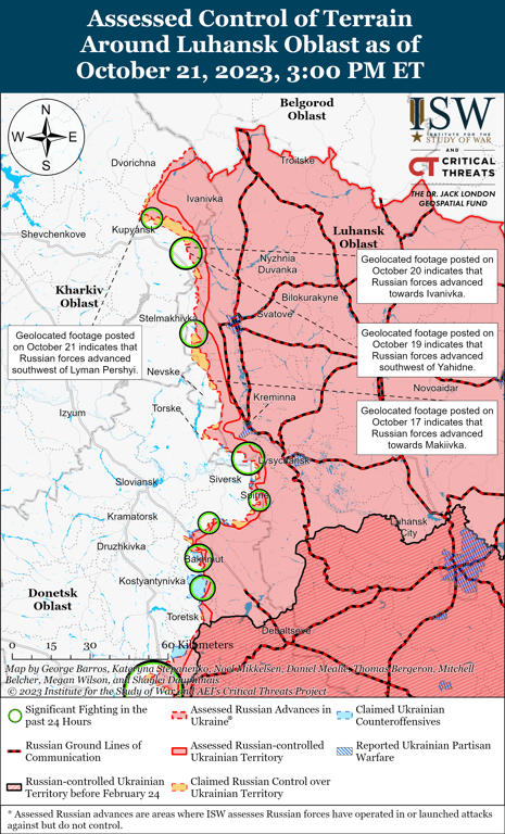 Карта боевых действий в Луганской области от ISW