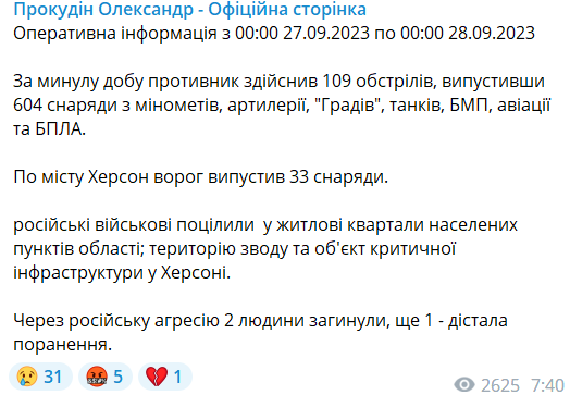 Обстріли Херсону