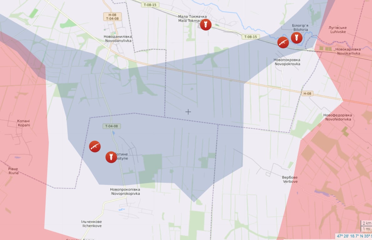 Карта боевых действий от Liveuamap