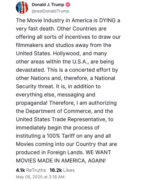 Мита Трампа на іноземні фільми