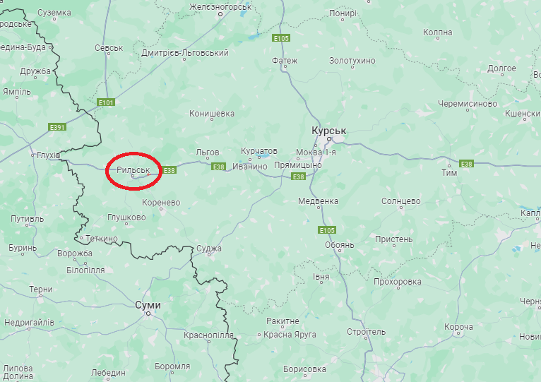 Рыльск на карте
