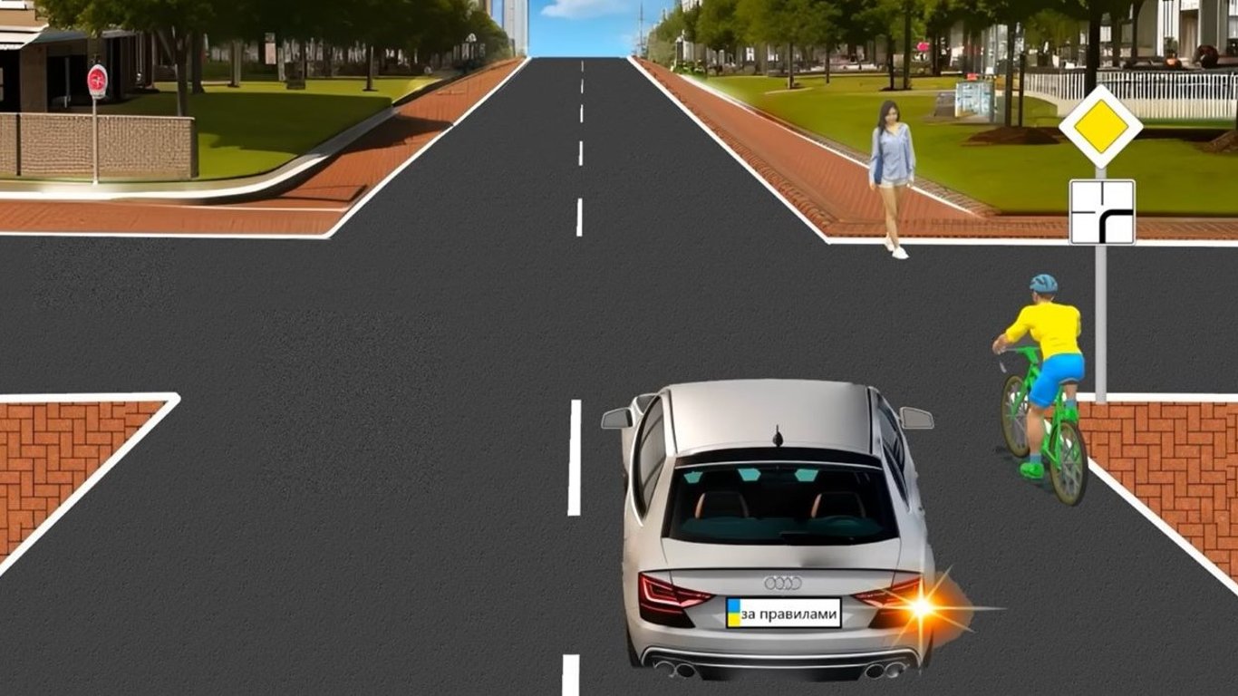 Тест з ПДР: допоможіть водієві поступити за правилами на перехресті