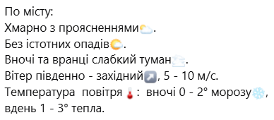 Прогноз погоди у Харкові на 3 лютого