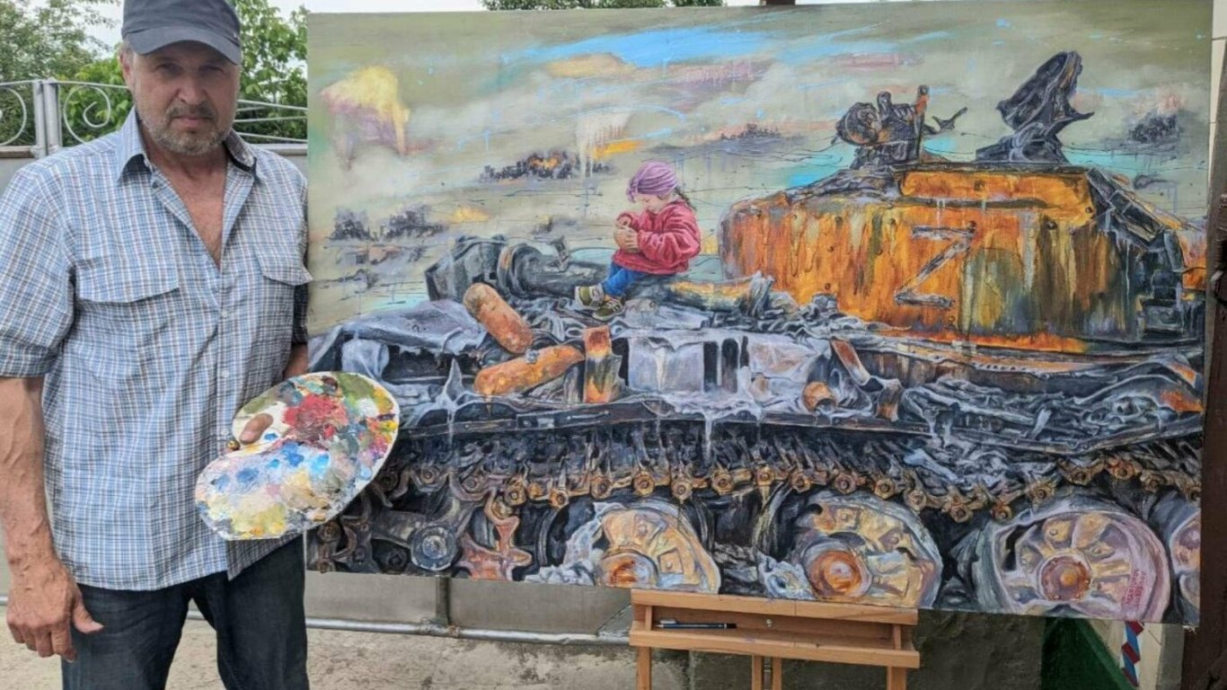 Художник из Мариуполя воспроизвел увиденный ужас войны на холсте: история его эвакуации и картин