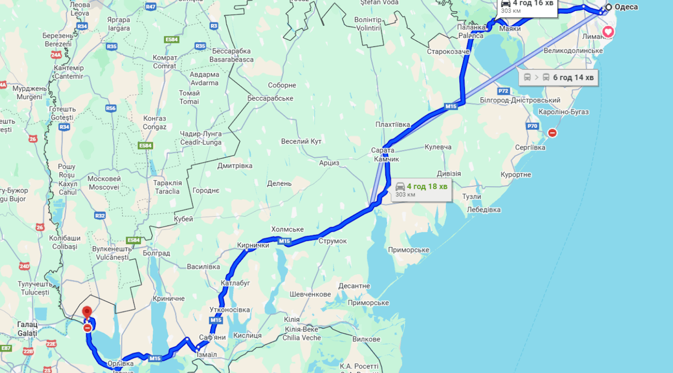 Затори на трасі Одеса-Рені