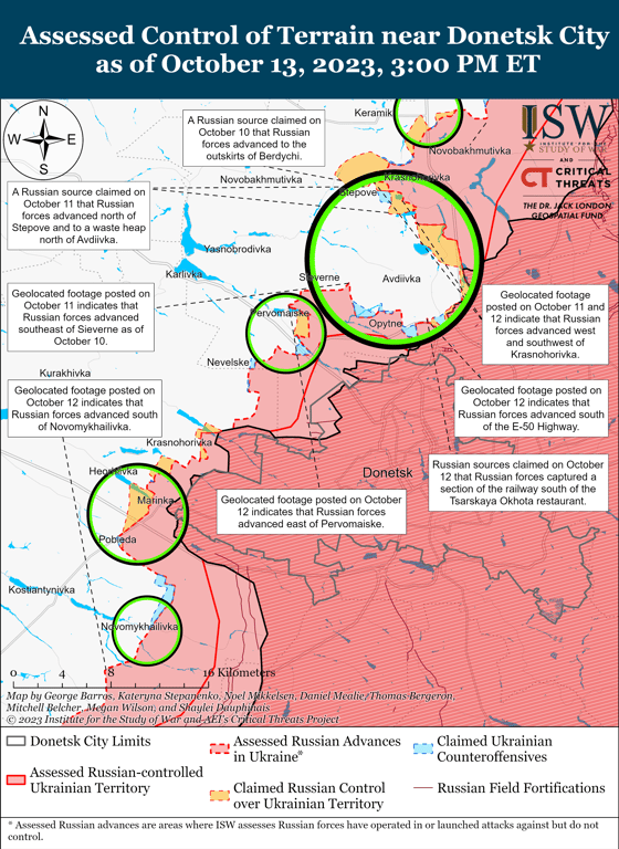 Карта бойових дій в Донецькій області від ISW