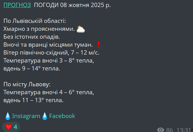 Прийде коротке тепло — прогноз погоди у Львові на завтра - фото 1