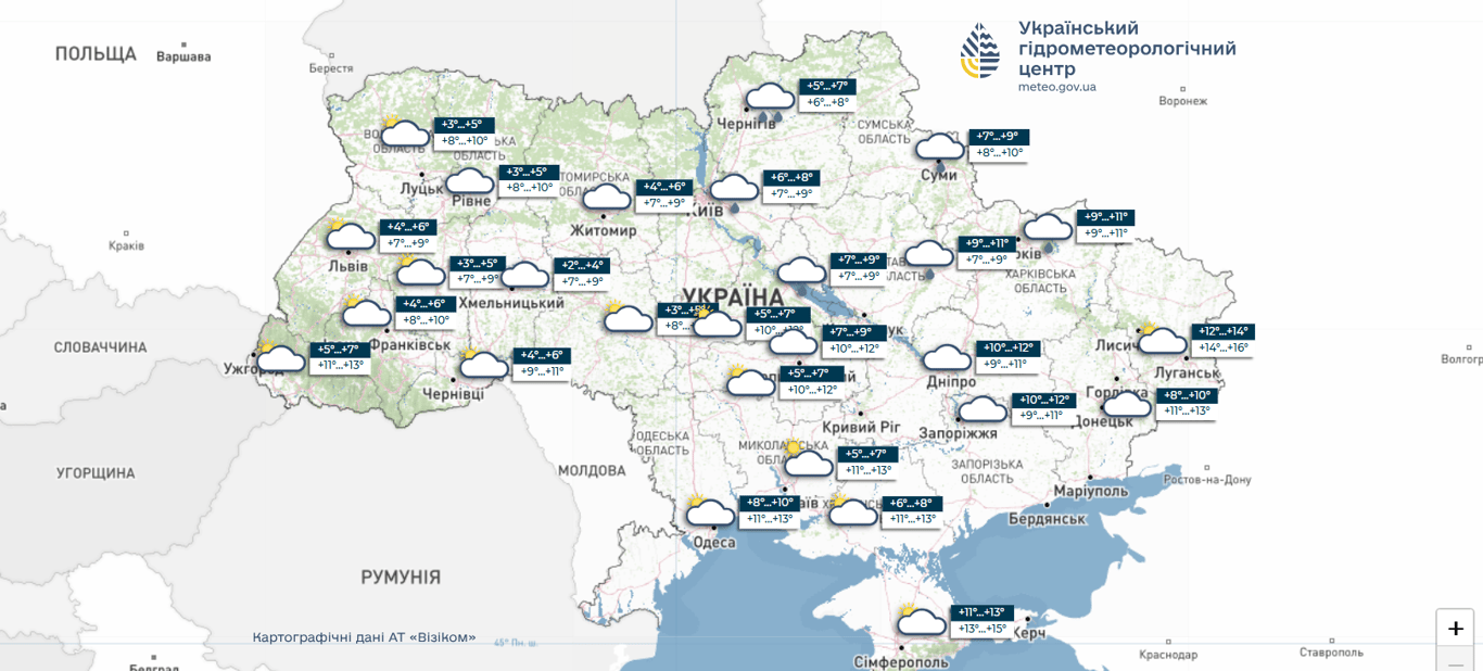 Прогноз погоди в Україні 1 листопада