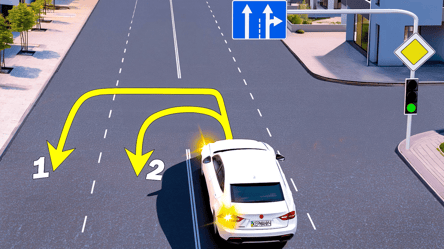 Тест ПДР — за якою траєкторією дозволений розворот - 285x160