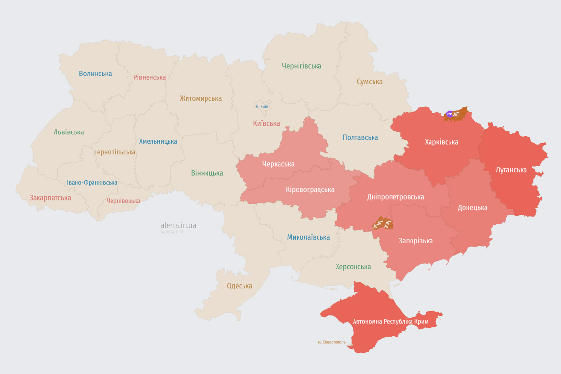 Повітряна тривога вночі 24 липня