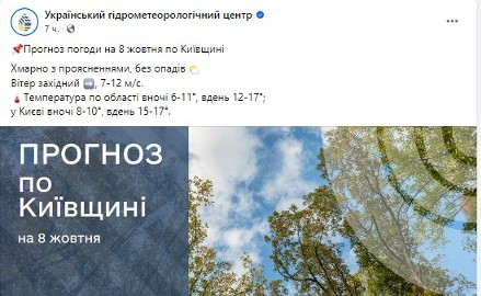 ПОгода в Києві 8 жовтня