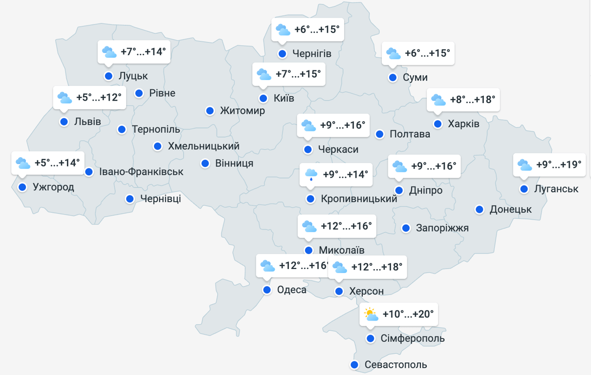 Прогноз погоди в Україні на 6 жовтня