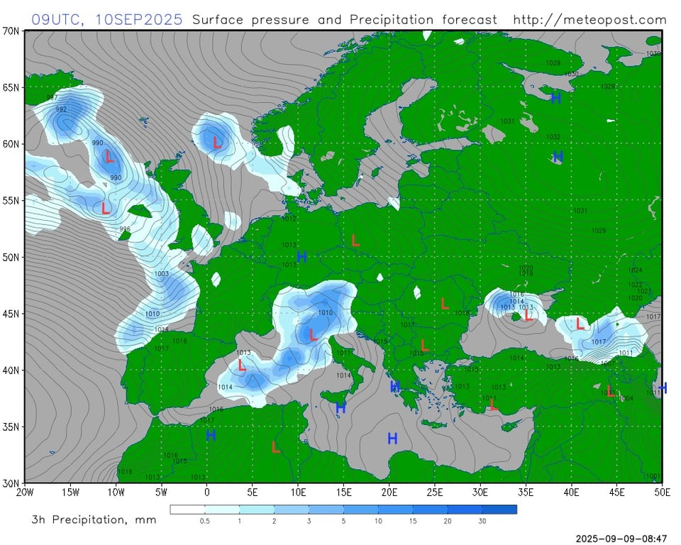 Опади в Україні 10 вересня