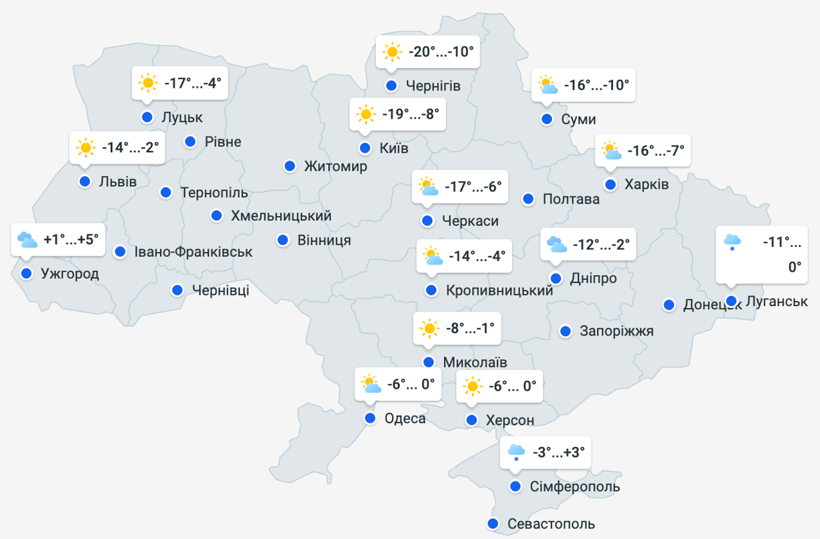 Прогноз погоди в Україні на 9 лютого