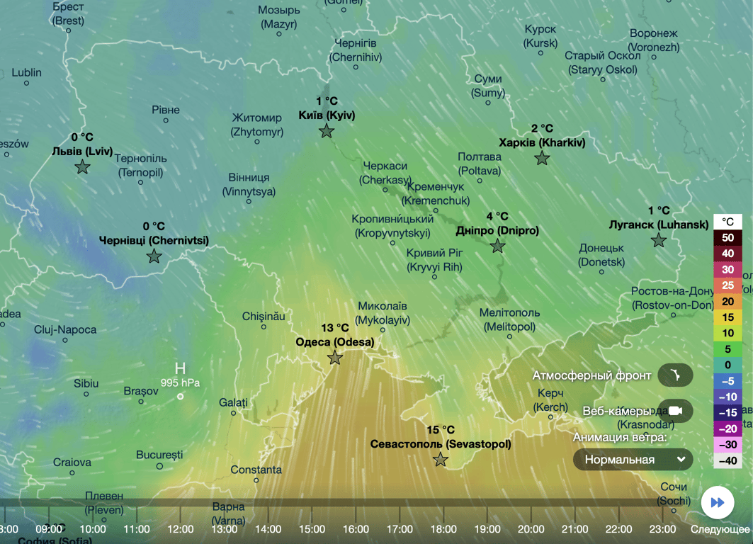 Карта температур