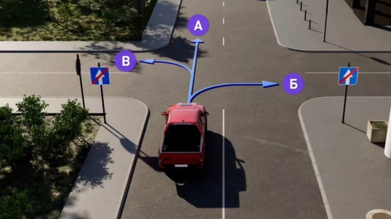 Підступний тест з ПДР — куди дозволений рух автомобіля