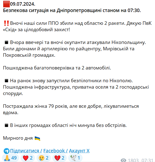 На Дніпропетровщині вночі лунали вибухи – росіяни атакували дронами та артилерією - фото 1