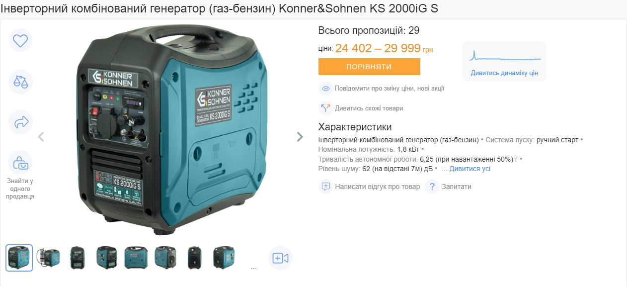 Ціни на генератори в Україні станом на липень 2024