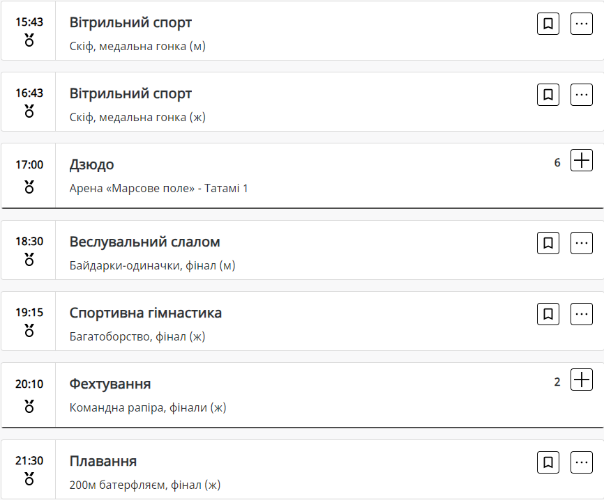 Які медалі розіграють на Олімпіаді-2024 в Парижі 1 серпня