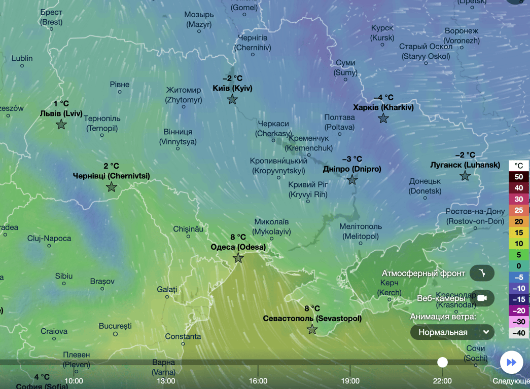 Карта температур