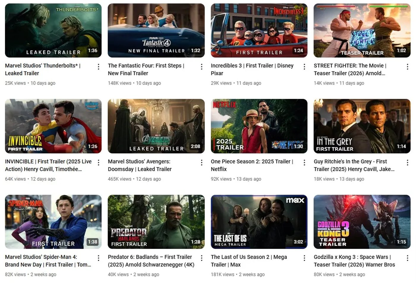 Фейковые трейлеры на YouTube, сделанные с помощью ИИ